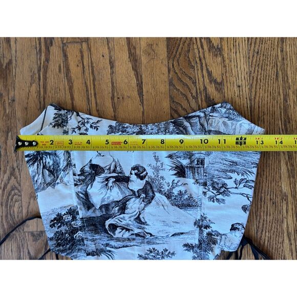 Rusty Reconstruction Los Angeles White Black Tie Up Corset Top  Women's Sz Small - Picture 6 of 6